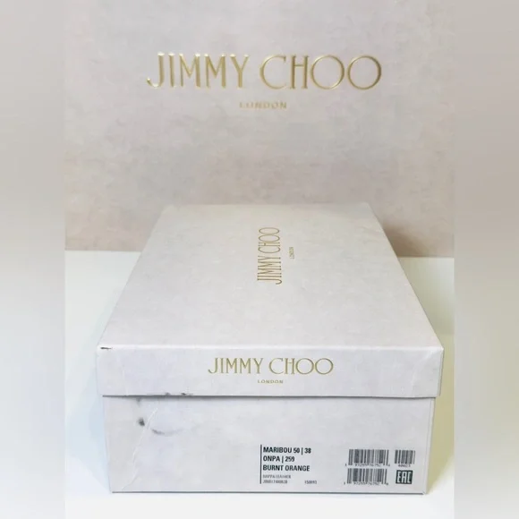 Jimmy Choo Maribou 50 Platform Wedge Slide Sandals Orange Napa Leather Size 38 - Picture 16 of 16